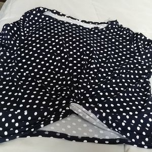 Polka dot half shirt blue and white